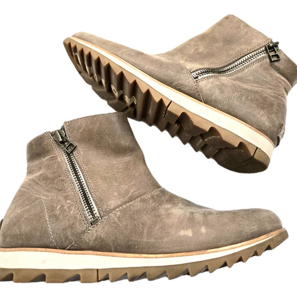 Sorel Women's Harlow Zip Up Waterproof Boots Khaki Beige Size 8.5 - Picture 1 of 14